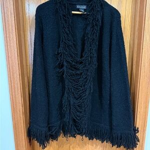 Dialogue Black Fringe Cardigan Sz xl